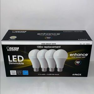 Feit Electric Dimmable LED 3000K, A19, 4-Pack